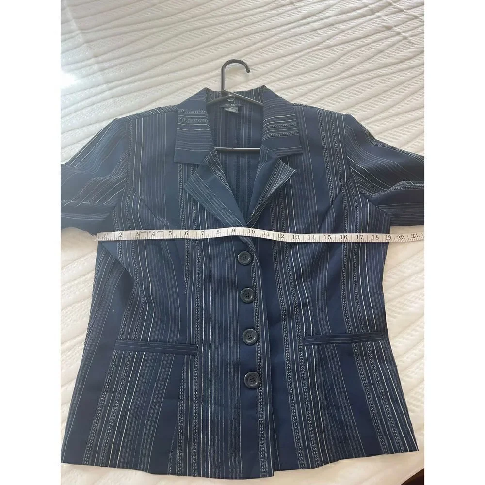 Vintage Courtenay Stretch blazer navy and white stripe size 12 petite